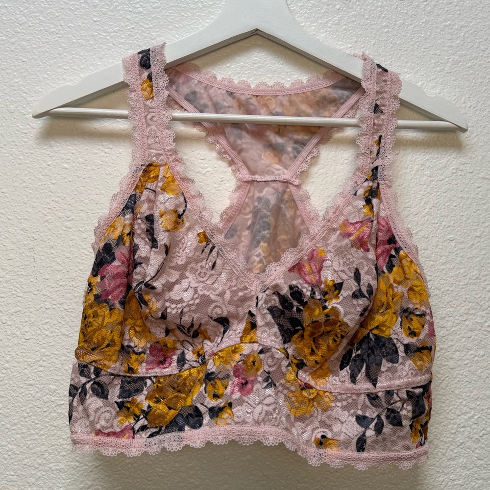 Torrid curve Floral Lace Bralette - Pink and Yellow